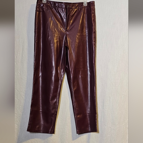 Joie Limited Edition Faux Burgundy Sz 18 Pants Straight Leg Pockets - Picture 1 of 13